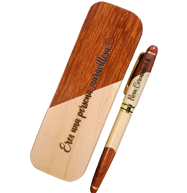 SET ELIN LAPICERO Y CAJA DE MADERA