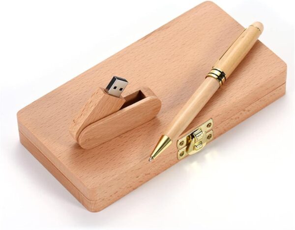 SET LEIF CAJA,USB DE 64GB Y LAPICERO DE MADERA - Imagen 3